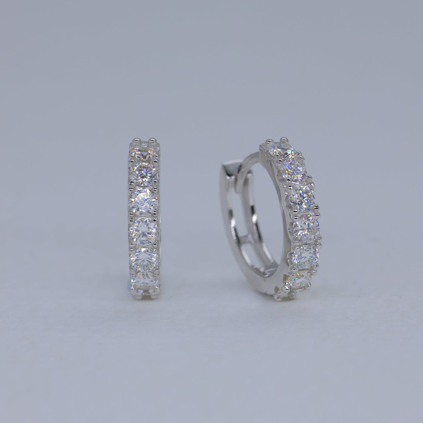 Sevara Pave Huggie Earrings in 925 Sterling Silver by MOA - view 1