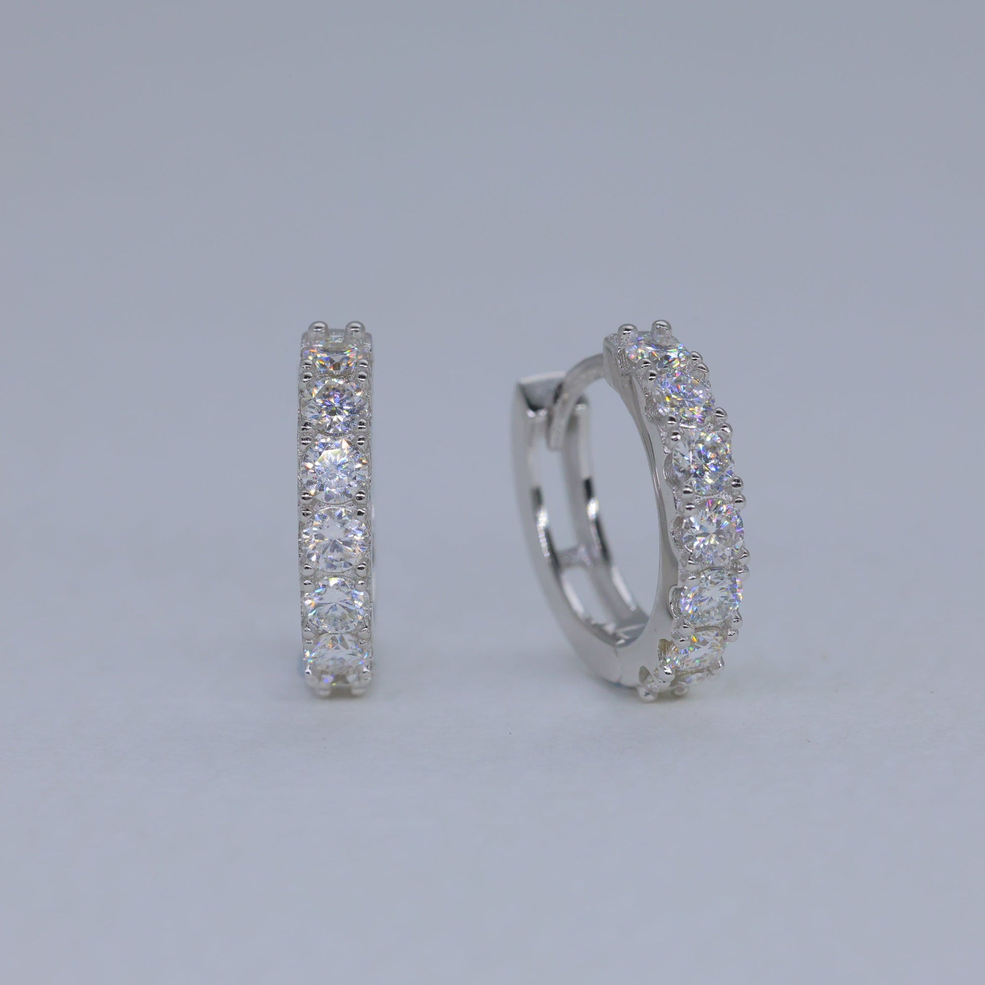 Sevara Pave Huggie Earrings in 925 Sterling Silver by MOA - view 1
