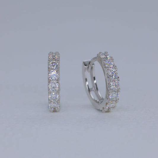 Sevara Pave Huggie Earrings in 925 Sterling Silver by MOA - view 1