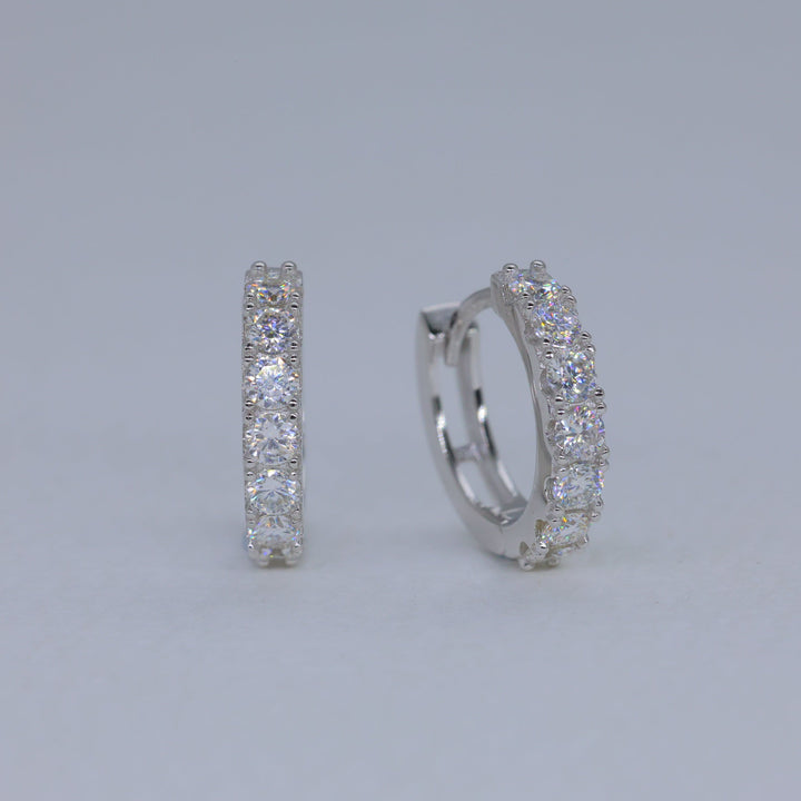 Sevara Pave Huggie Earrings in 925 Sterling Silver by MOA - view 1