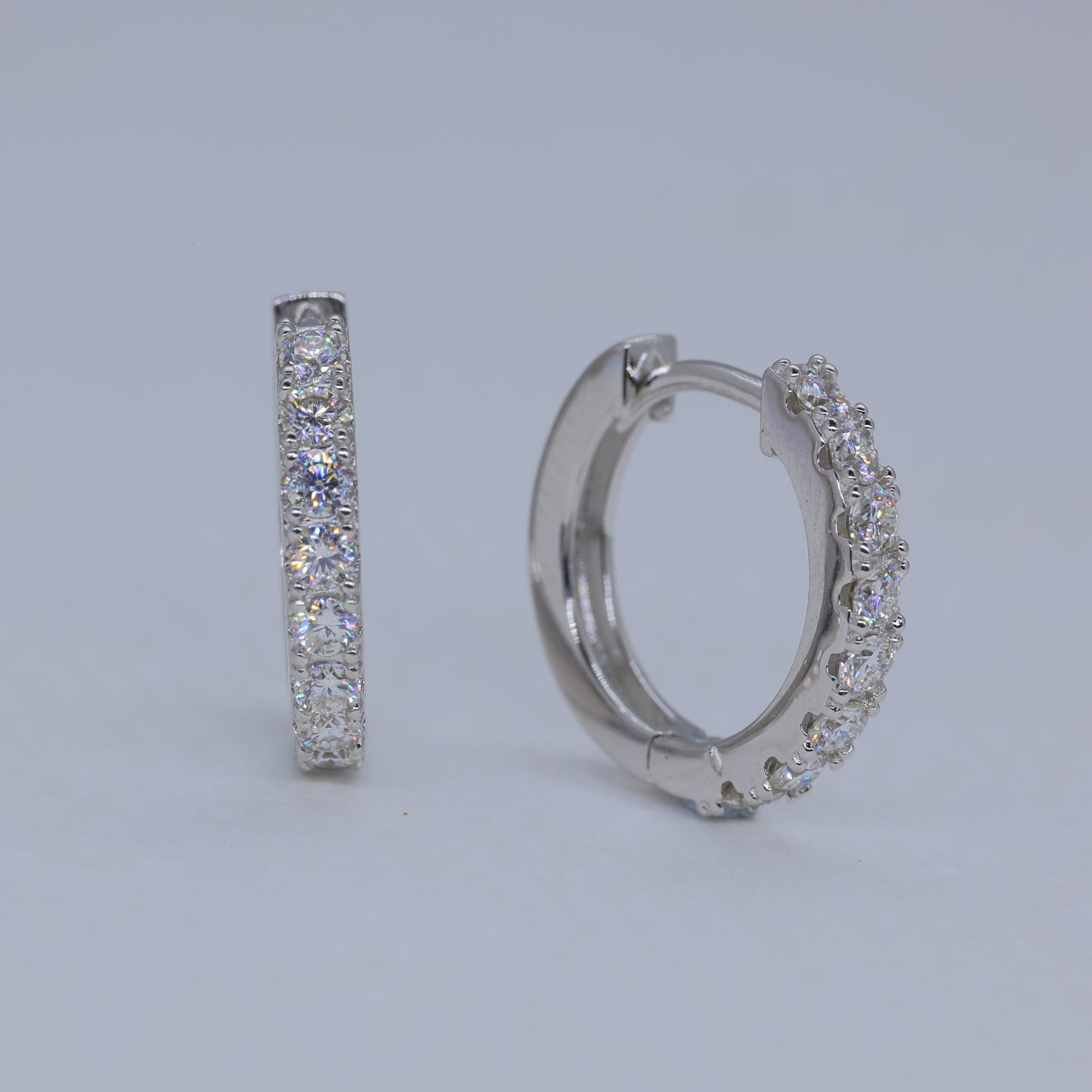 Sevara Pave Huggie Earrings in 925 Sterling Silver by MOA - view 3