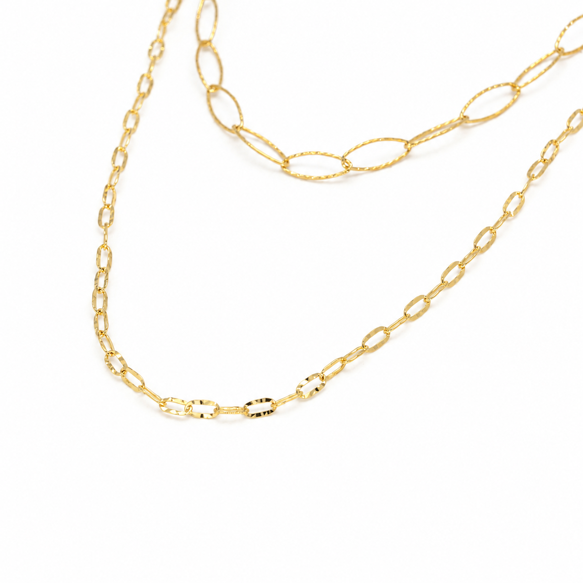 Sidonie mixed-link long necklace in 18k gold vermeil, link detail