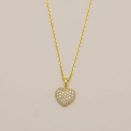 Sirena Pavé Heart Necklace Gold Vermeil by MOA - view 1