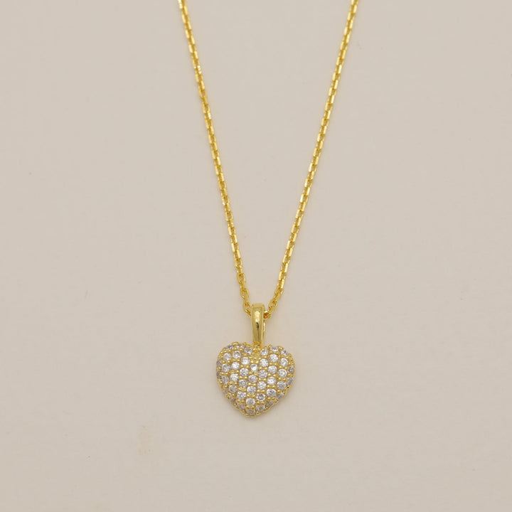 Sirena Pavé Heart Necklace Gold Vermeil by MOA - view 1