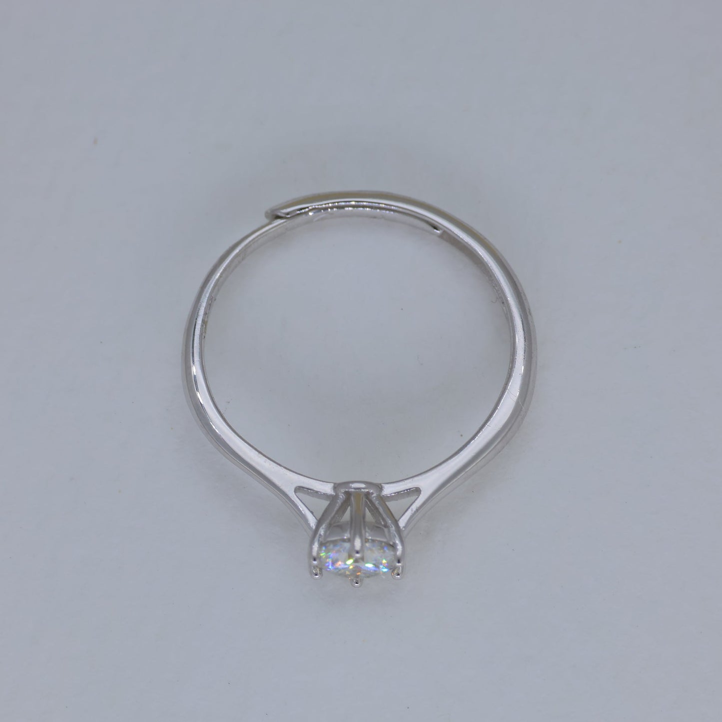 Solene Adjustable Solitaire Ring in 925 Sterling Silver by MOA - view 3