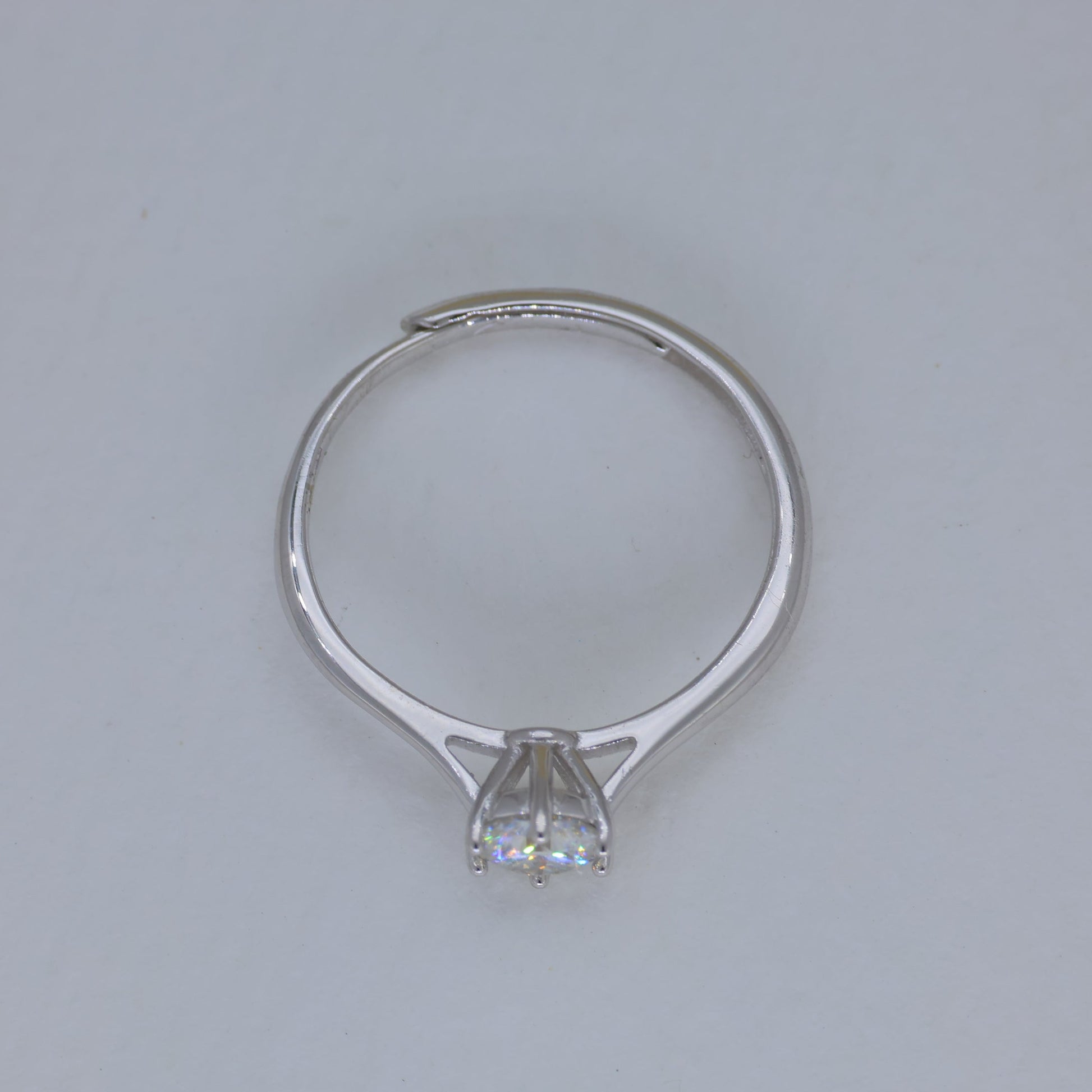 Solene Adjustable Solitaire Ring in 925 Sterling Silver by MOA - view 3