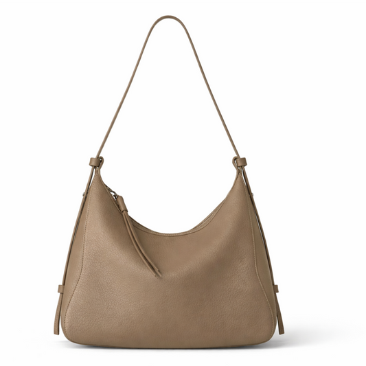 Soline Leather Crescent Bag in Etoupe