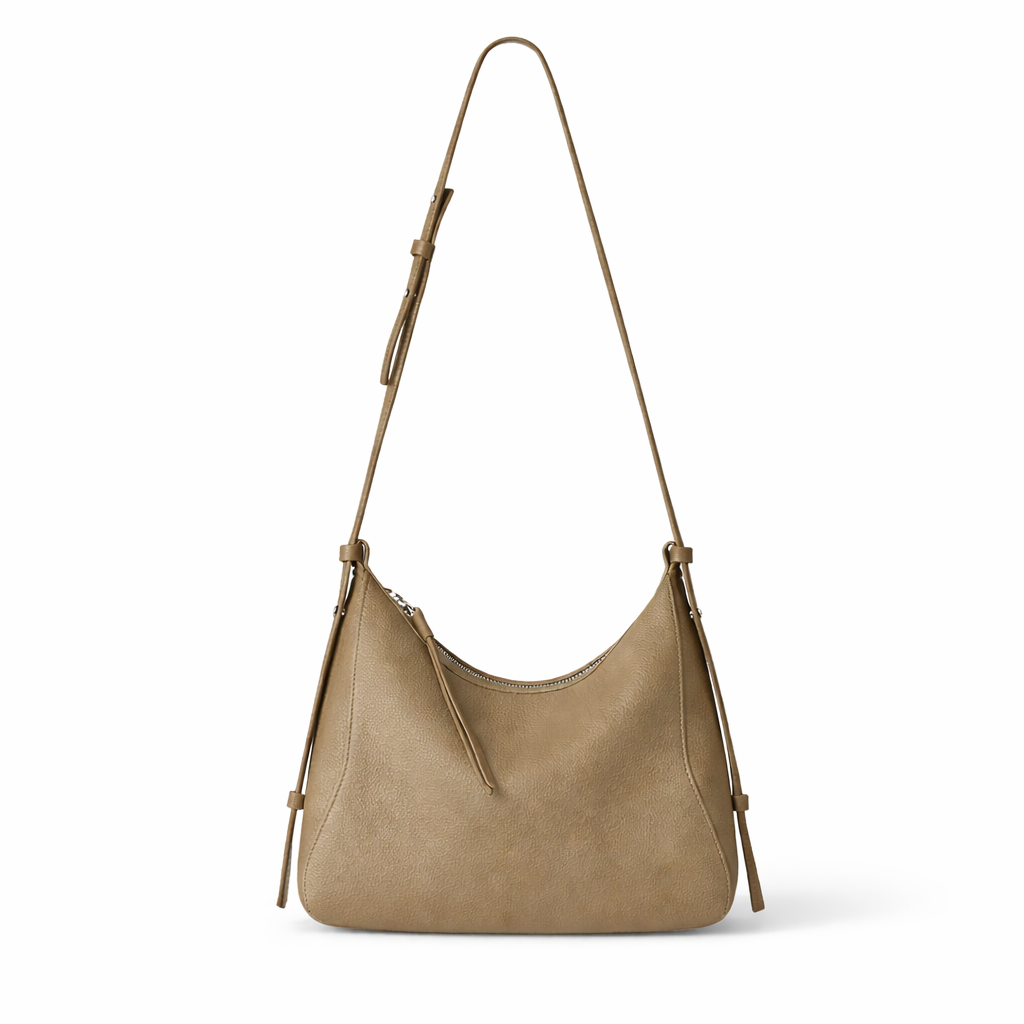 Soline Leather Crescent Bag Etoupe by MOA - view 2