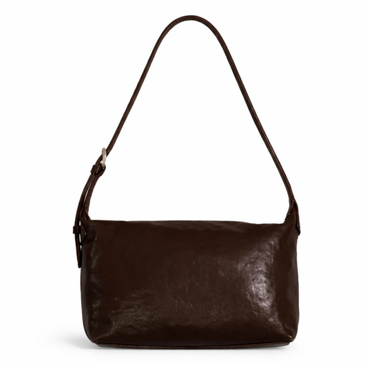 Sorelle Vegetable Tanned Leather Shoulder Bag in Dark Brown