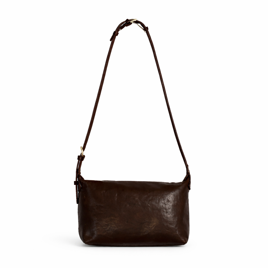 Sorelle Vegetable-Tanned Leather Shoulder Bag Dark Brown by MOA - view 2