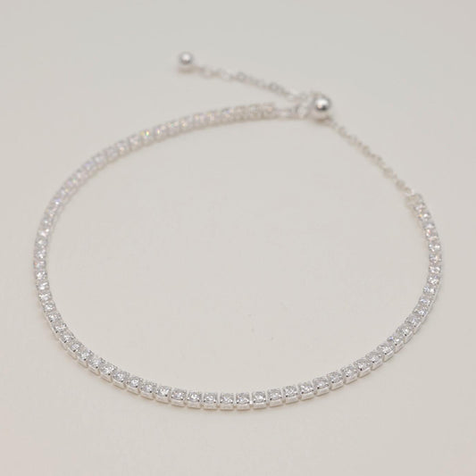 Sterling silver tennis bracelet with row of sparkling cubic zirconia