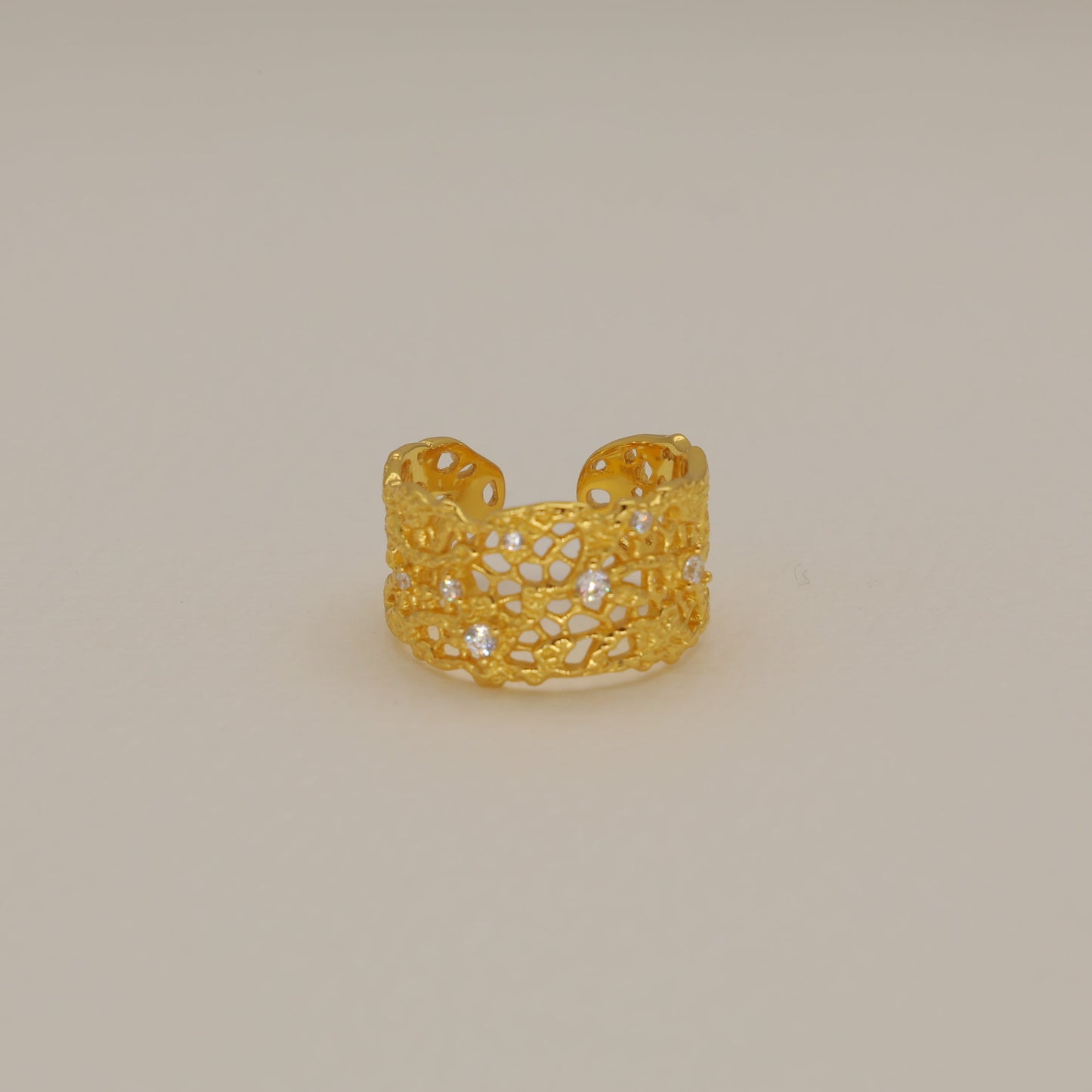 Thea Bold Filigree Open Ring 24K Gold by MOA - view 1