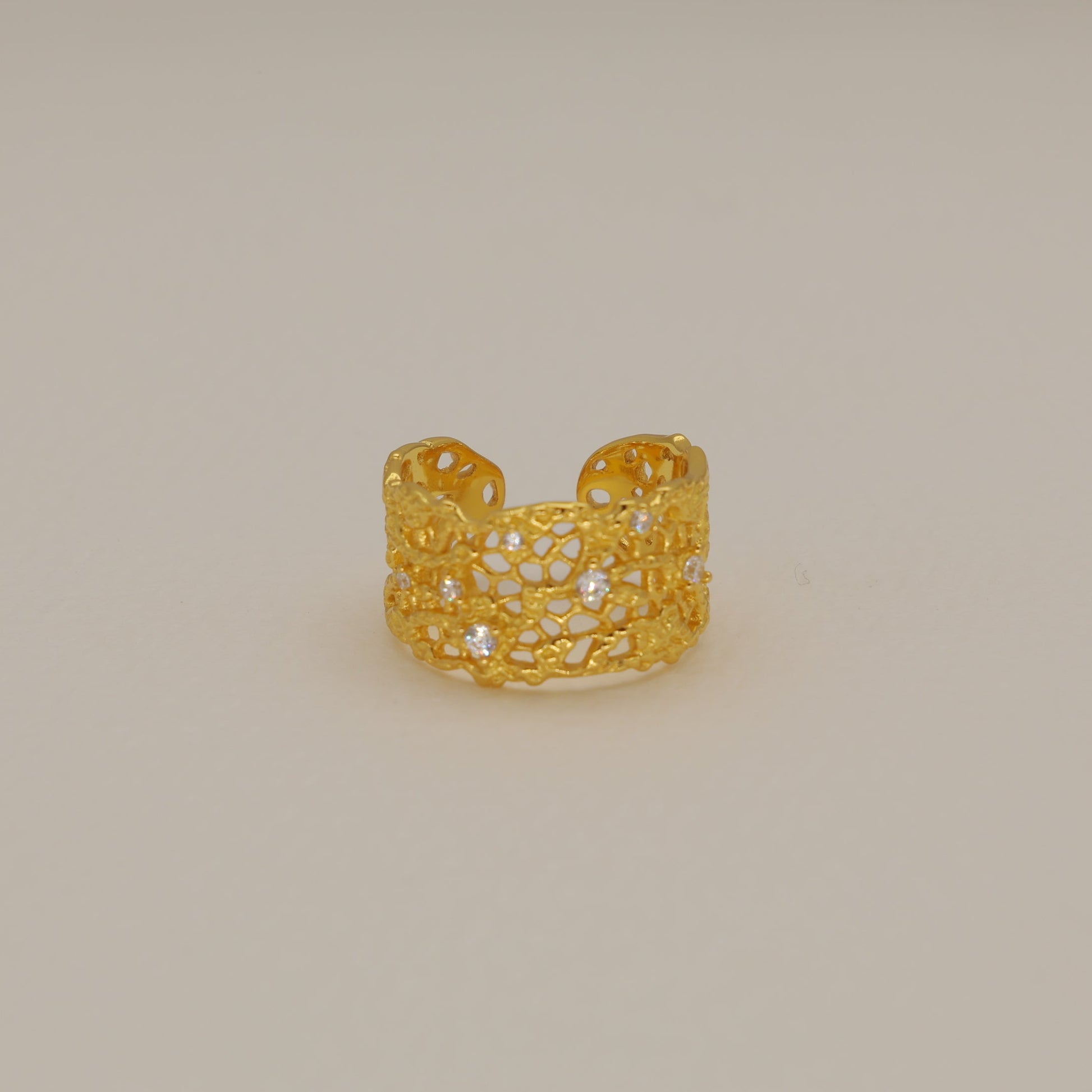 Thea Bold Filigree Open Ring 24K Gold by MOA - view 1