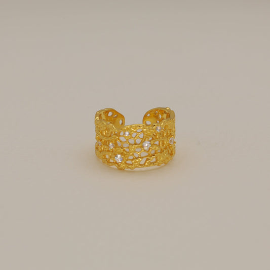 Thea Bold Filigree Open Ring 24K Gold by MOA - view 1