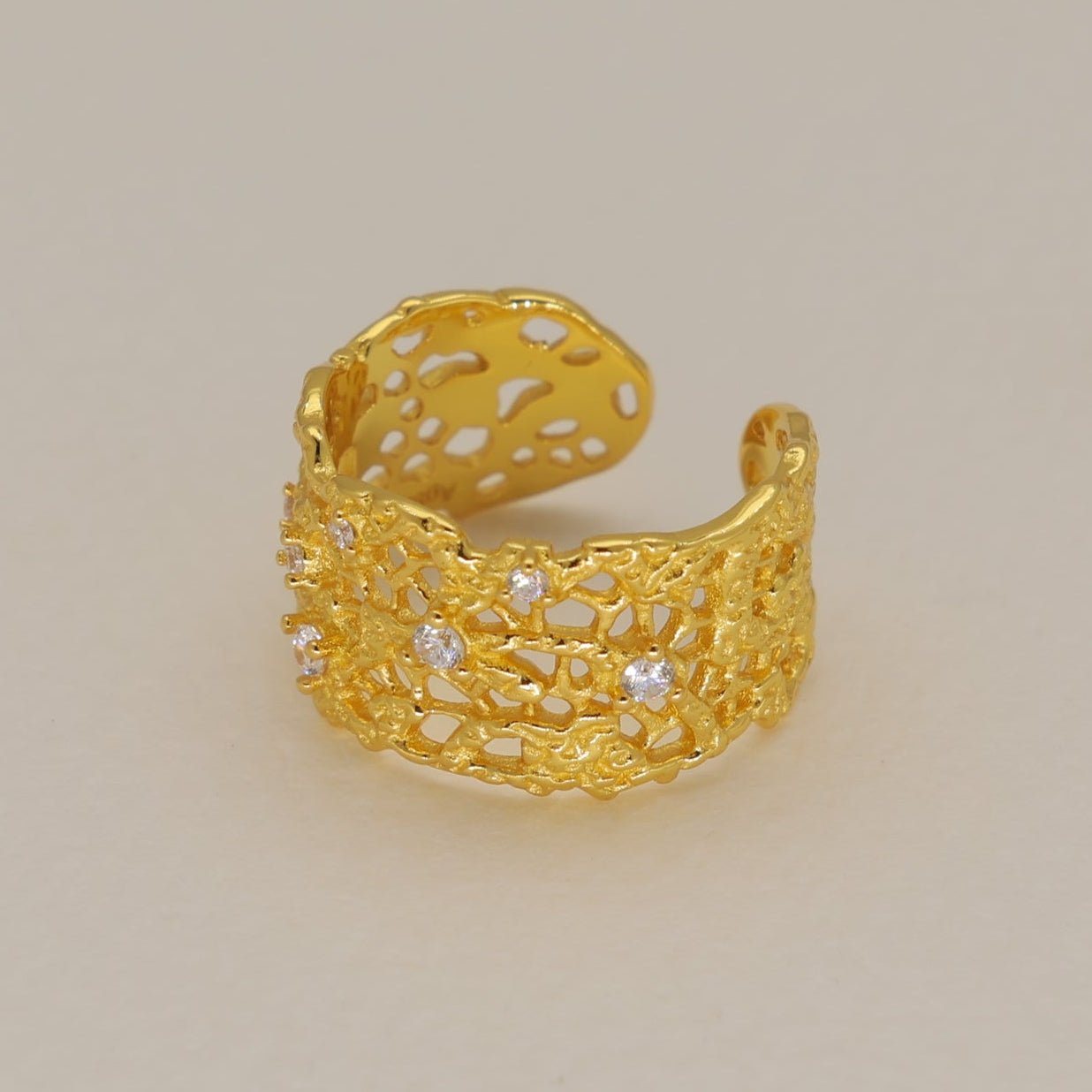 Thea Bold Filigree Open Ring 24K Gold by MOA - view 2