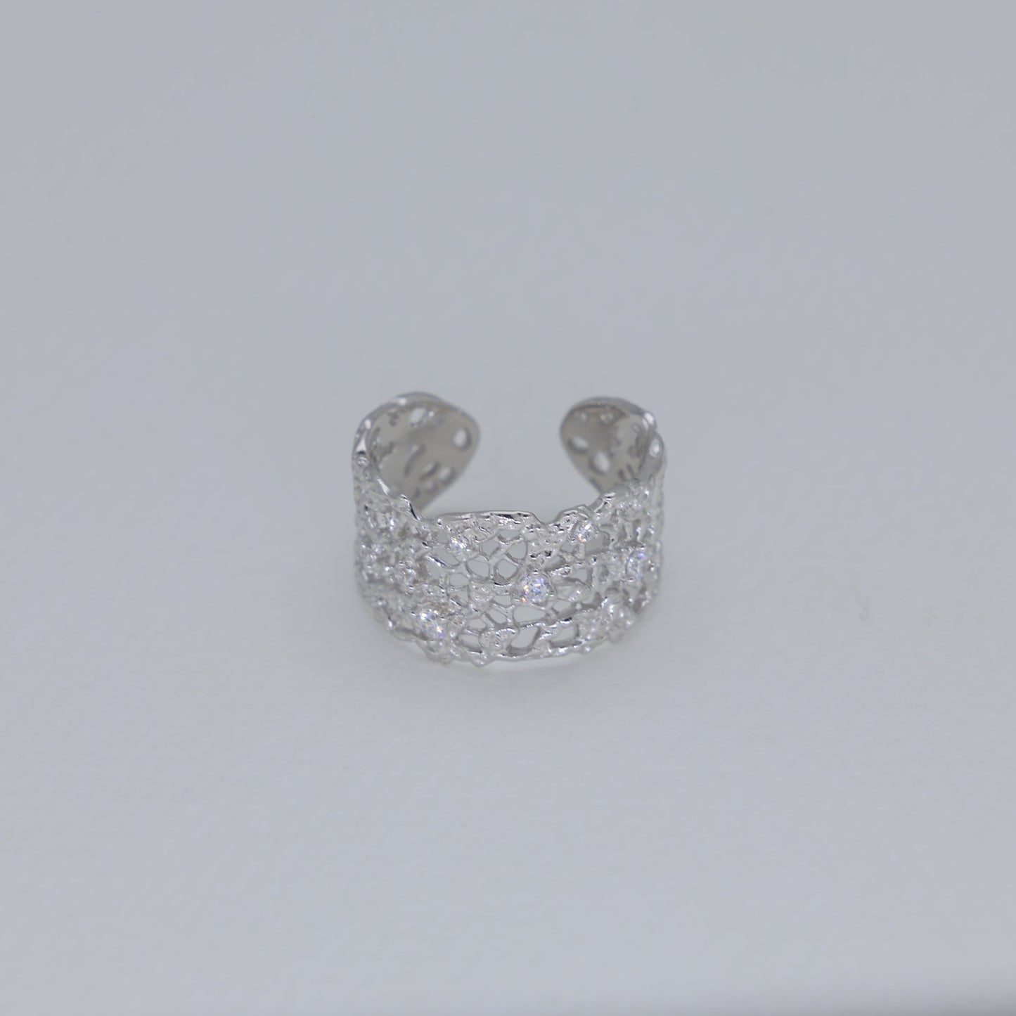 Thea Bold Filigree Open Ring in 925 Sterling Silver by MOA - view 1