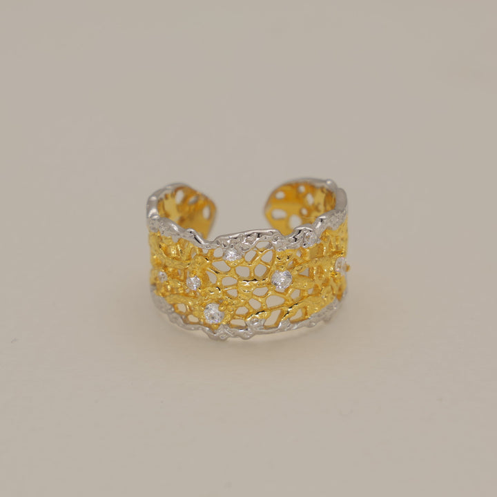 Thea Bold Filigree Open Ring Two Tone by MOA - view 1