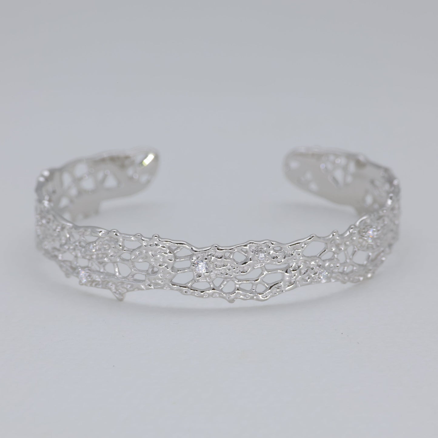 Thea Filigree Cuff Bangle in 925 Sterling Silver by MOA - view 1