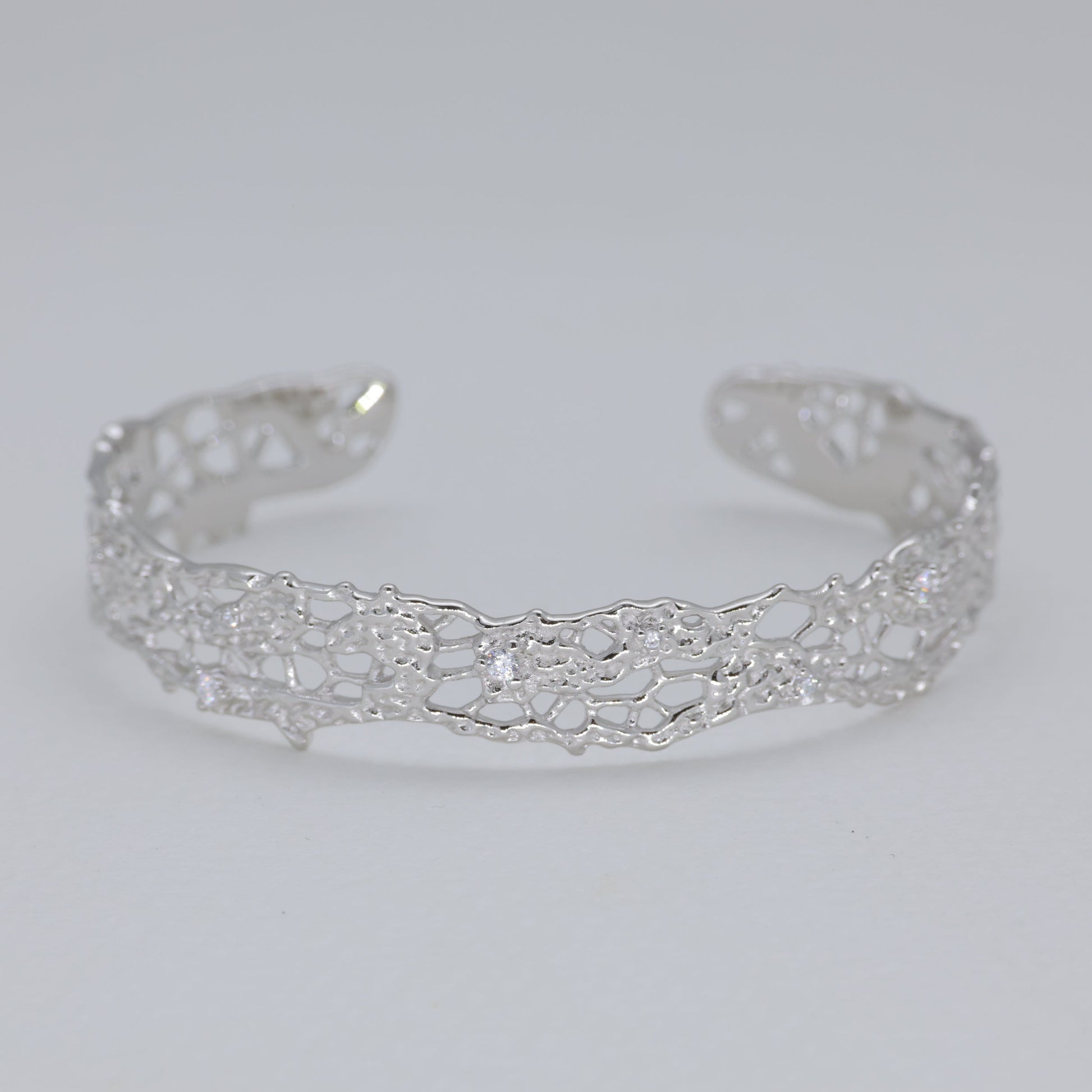 Thea Filigree Cuff Bangle in 925 Sterling Silver by MOA - view 1