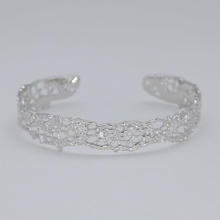 Thea Filigree Cuff Bangle in 925 Sterling Silver by MOA - view 1