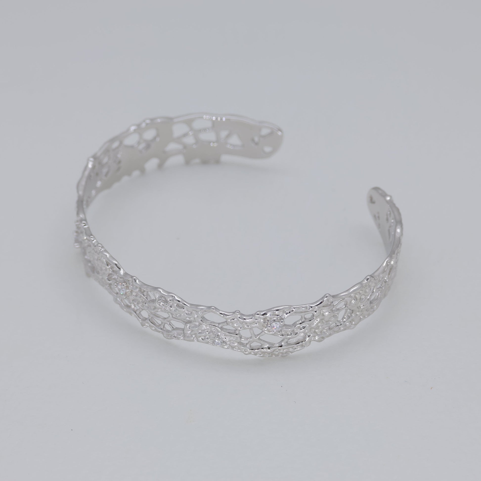 Thea Filigree Cuff Bangle in 925 Sterling Silver by MOA - view 2
