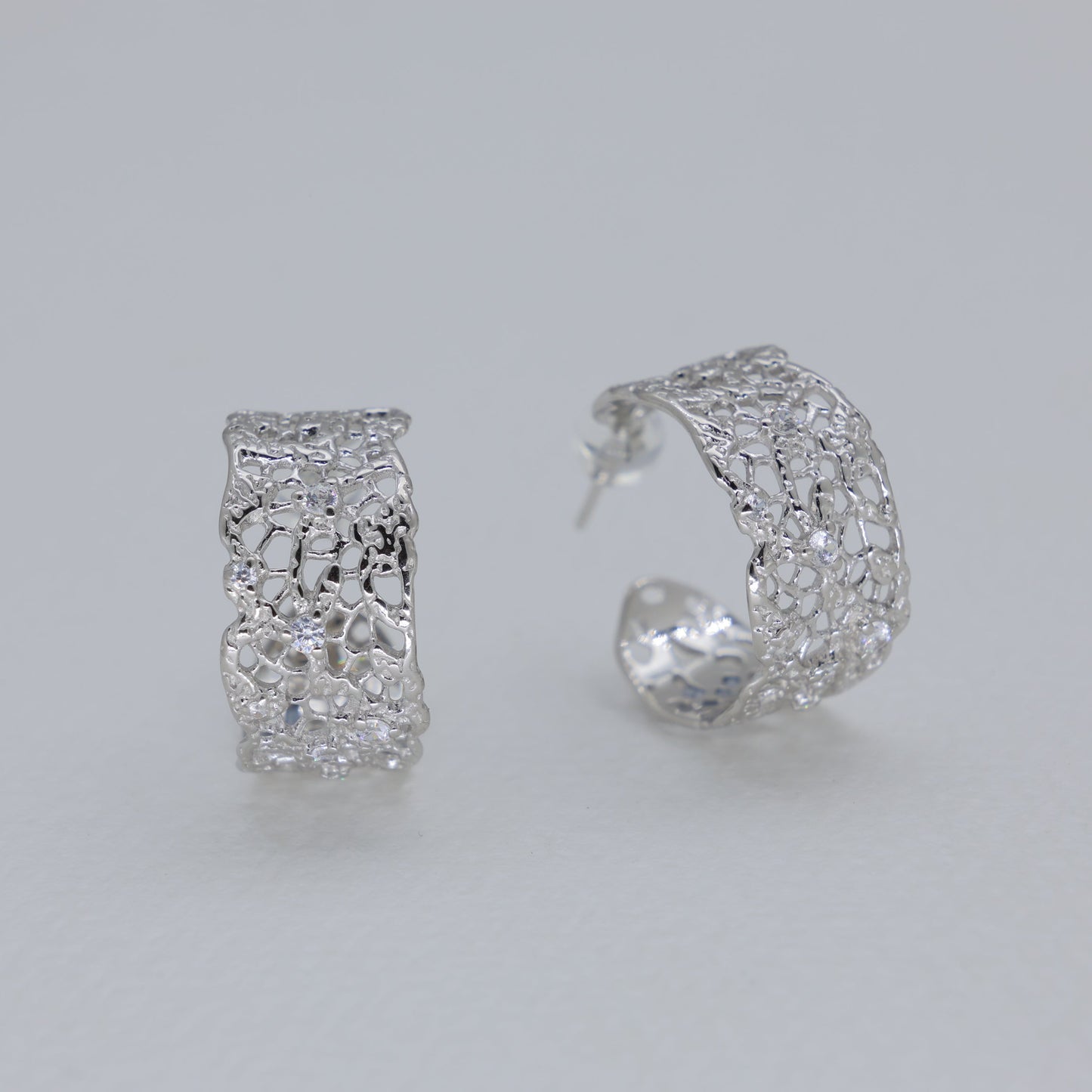 Thea Filigree Hoop Earrings in 925 Sterling Silver by MOA - view 1