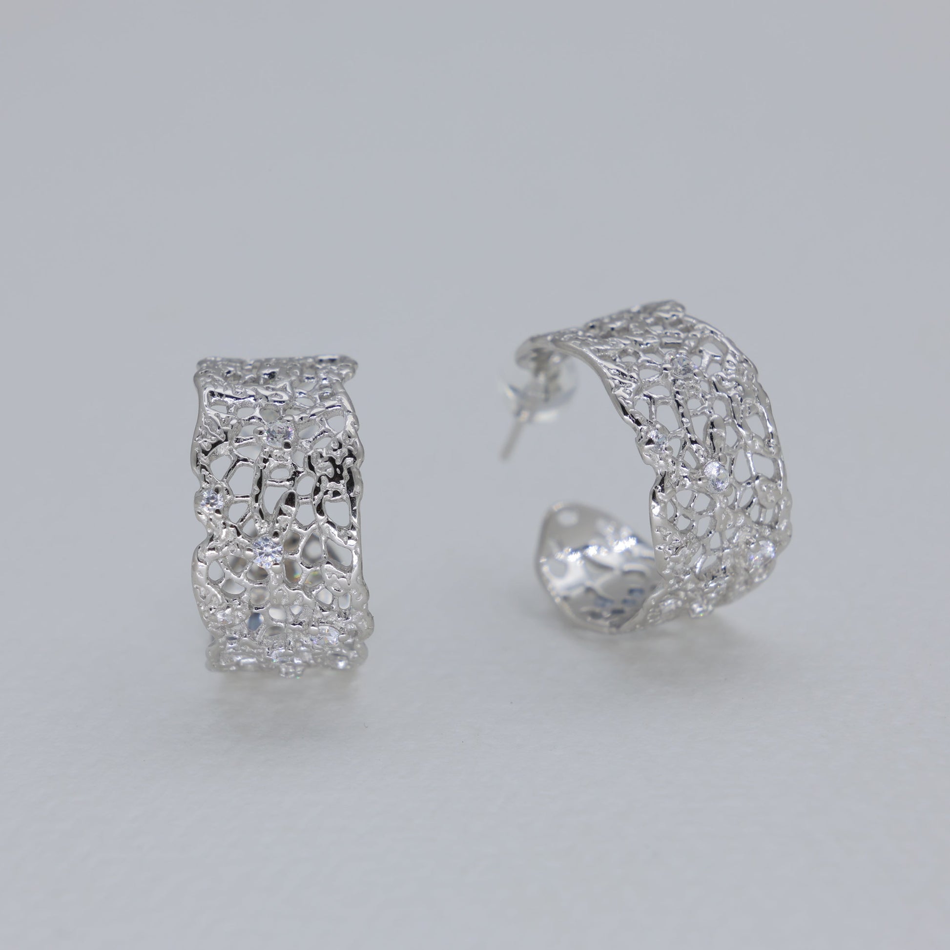 Thea Filigree Hoop Earrings in 925 Sterling Silver by MOA - view 1