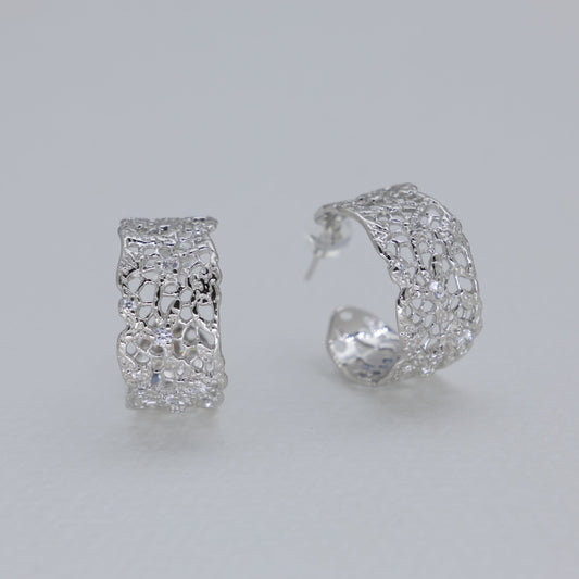 Thea Filigree Hoop Earrings in 925 Sterling Silver by MOA - view 1