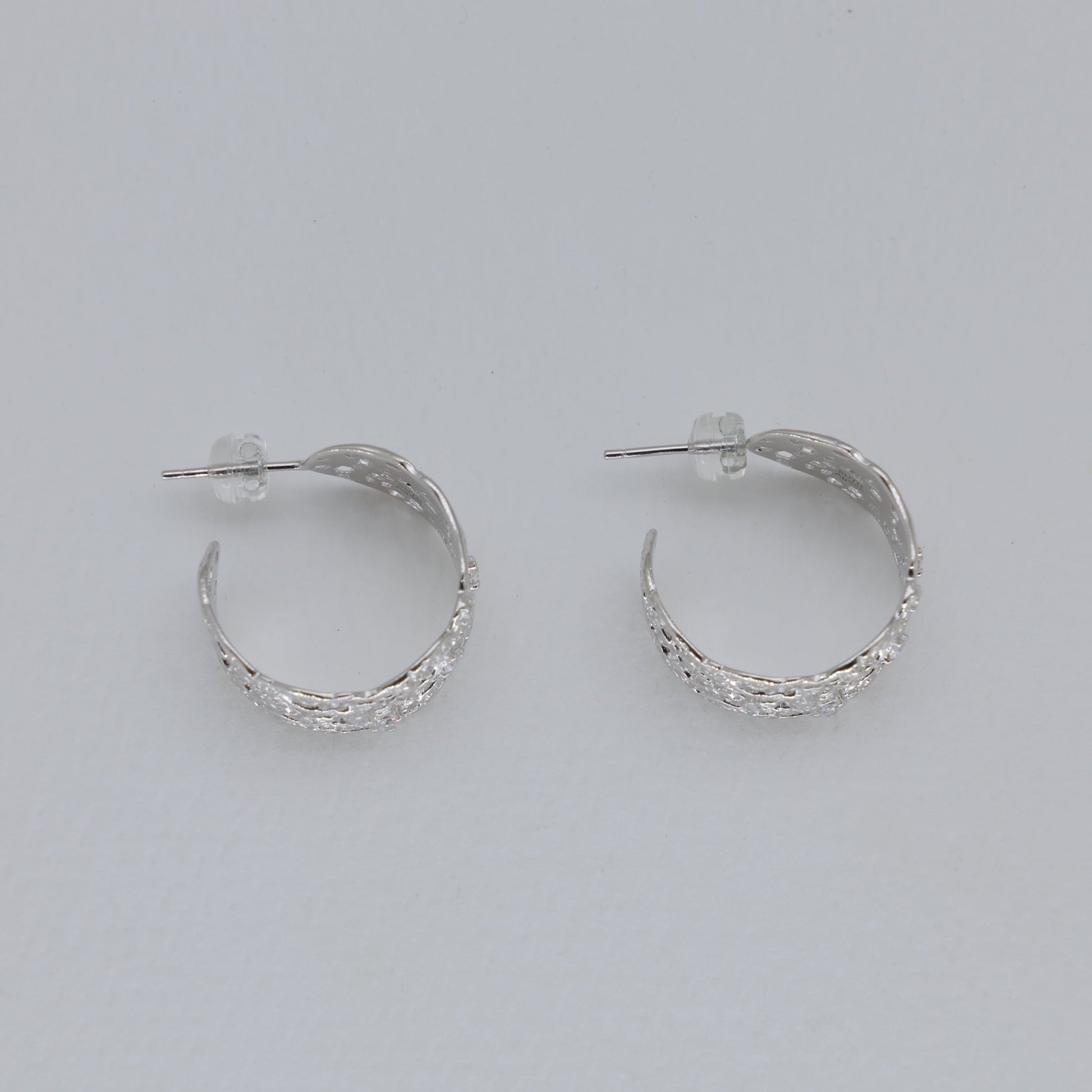 Thea Filigree Hoop Earrings in 925 Sterling Silver by MOA - view 2