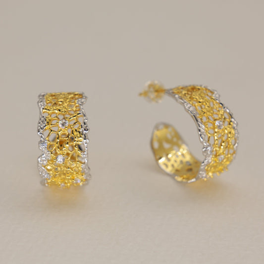 Thea Filigree Hoop Earrings Two Tone by MOA - view 1