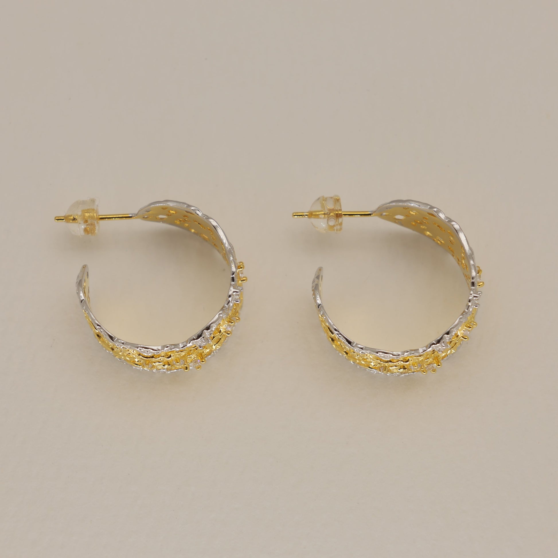 Thea Filigree Hoop Earrings Two Tone by MOA - view 2