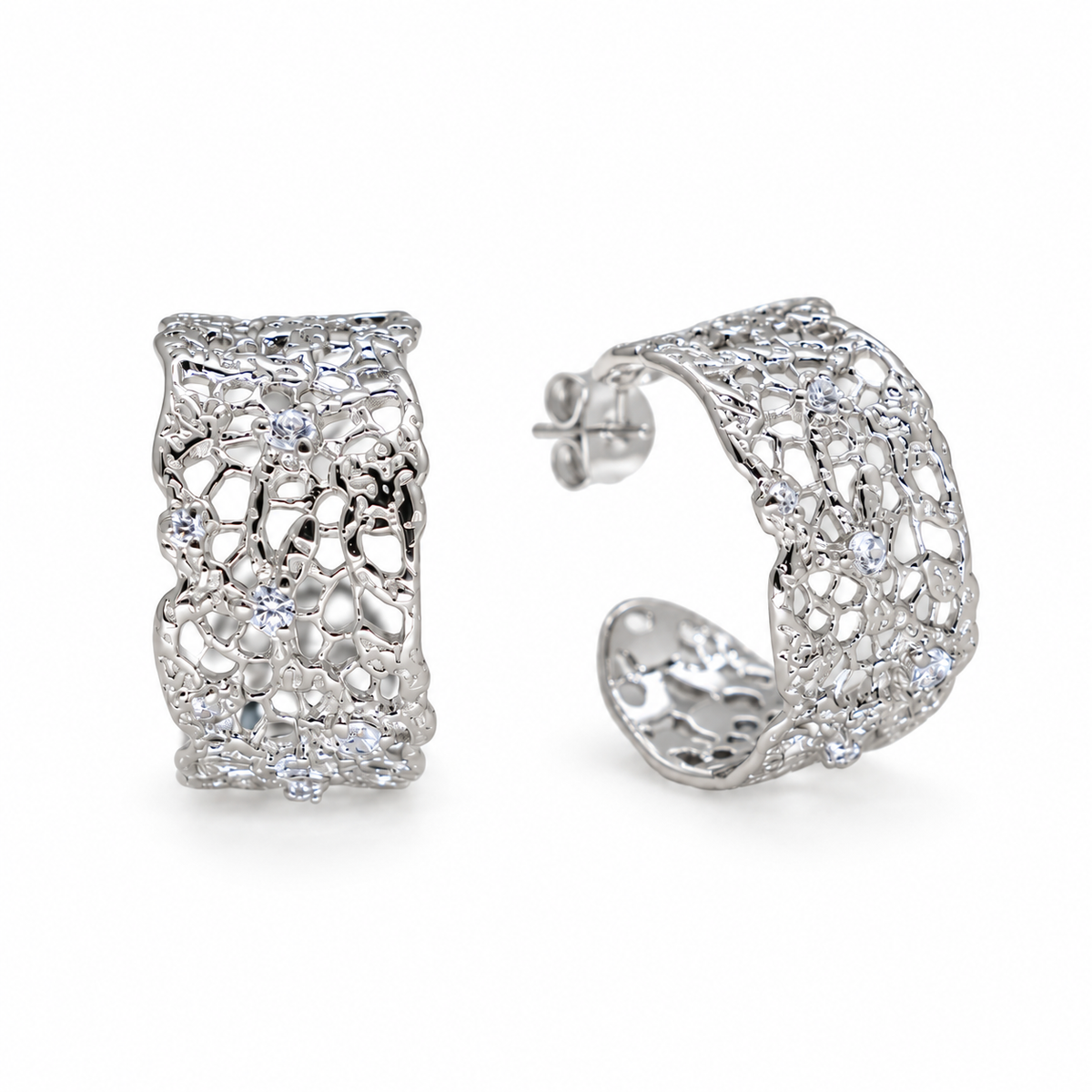 Théa Filigree Hoop Earrings in 925 Sterling Silver
