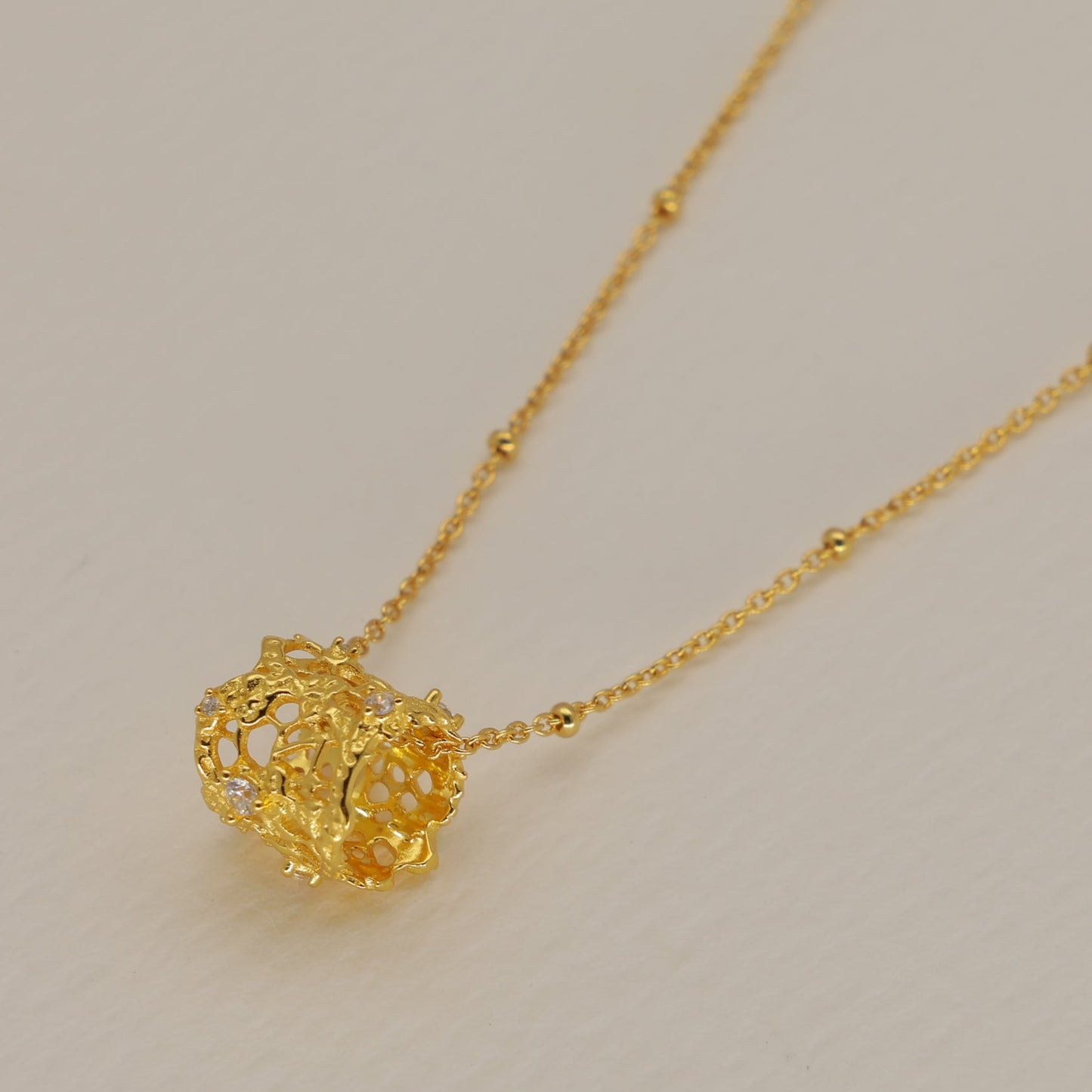 Thea Filigree Pendant Necklace 24K Gold by MOA - view 2