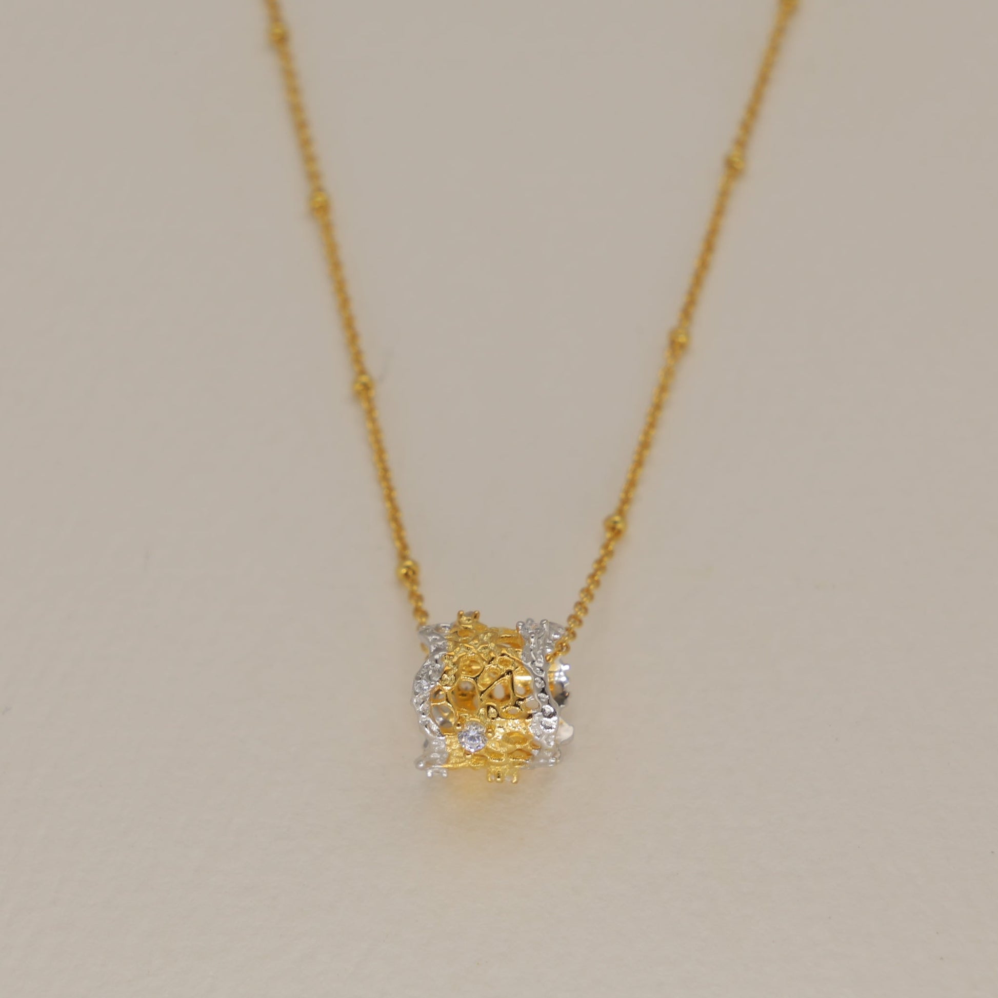 Thea Filigree Pendant Necklace Two Tone by MOA - view 1