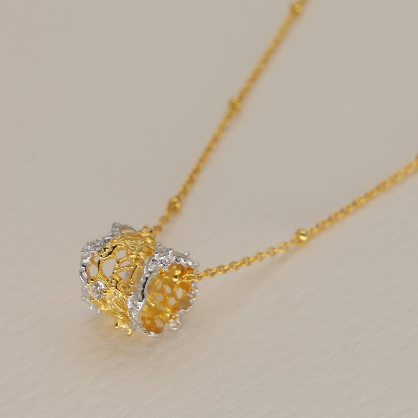 Thea Filigree Pendant Necklace Two Tone by MOA - view 2