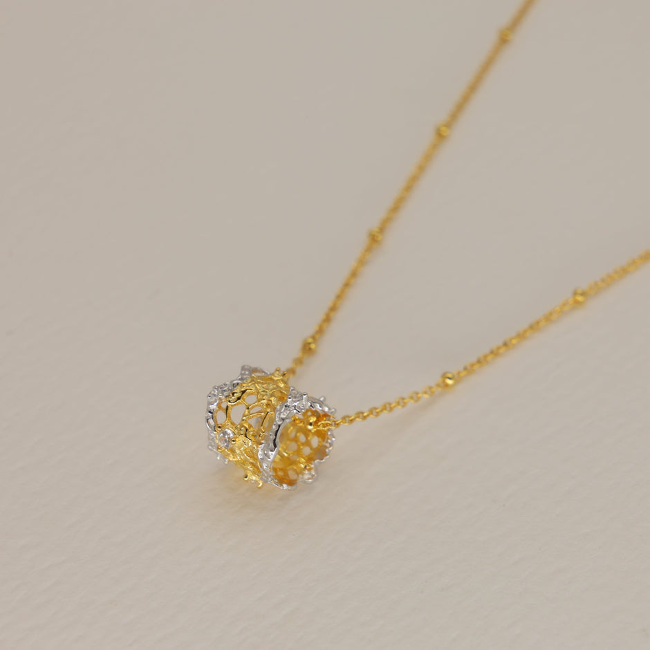 Thea Filigree Pendant Necklace Two Tone by MOA - view 2