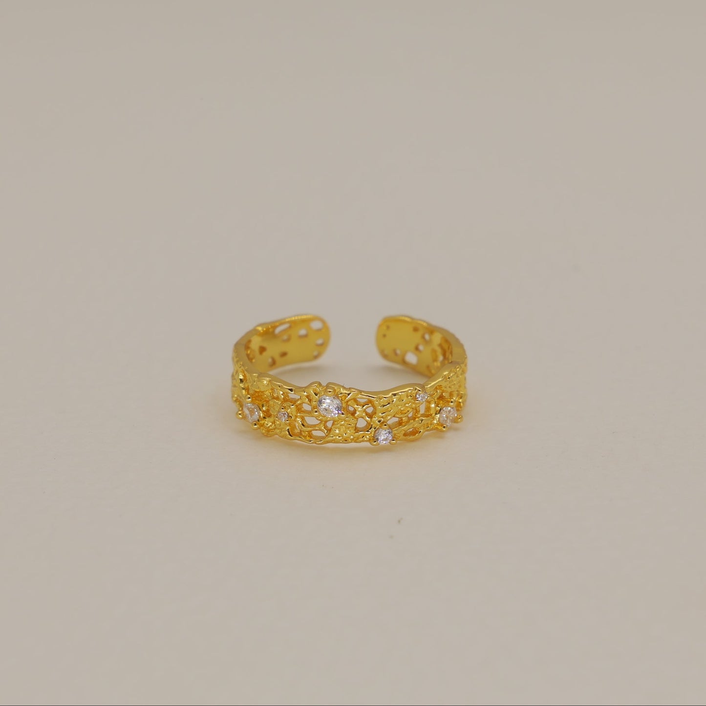 Thea Slim Filigree Open Ring 24K Gold by MOA - view 1