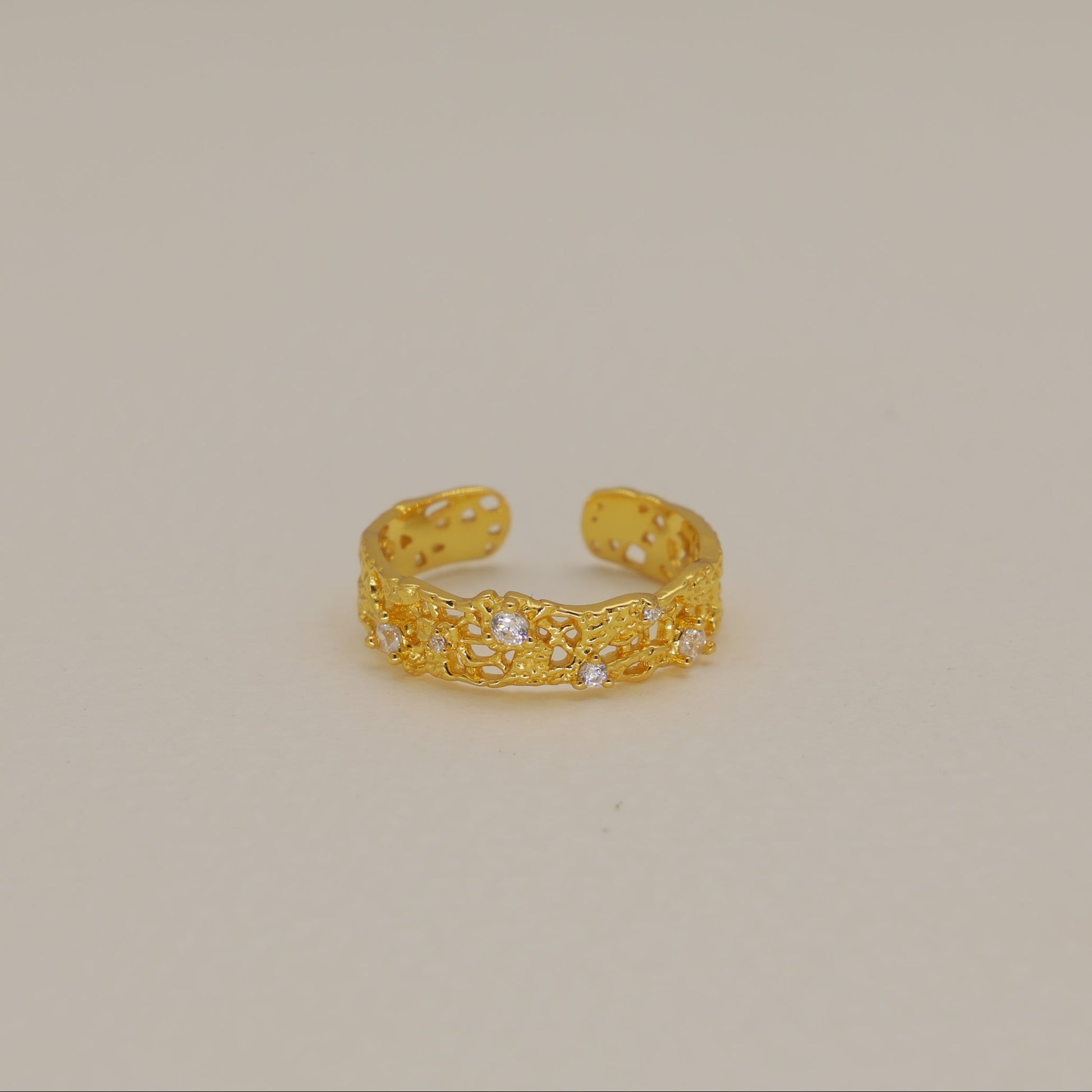 Thea Slim Filigree Open Ring 24K Gold by MOA - view 1