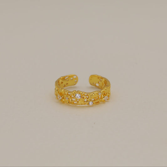 Thea Slim Filigree Open Ring 24K Gold by MOA - view 1