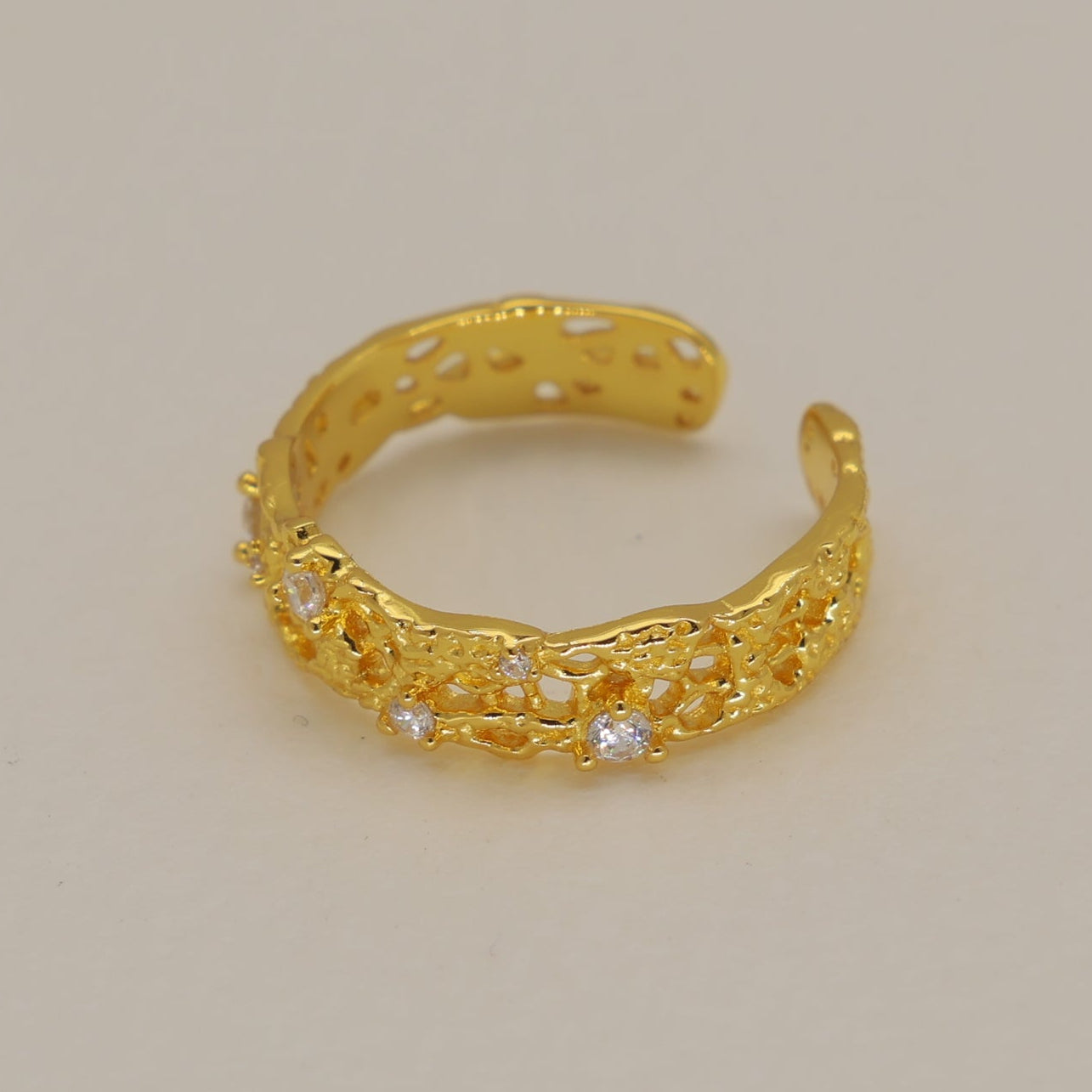 Thea Slim Filigree Open Ring 24K Gold by MOA - view 2