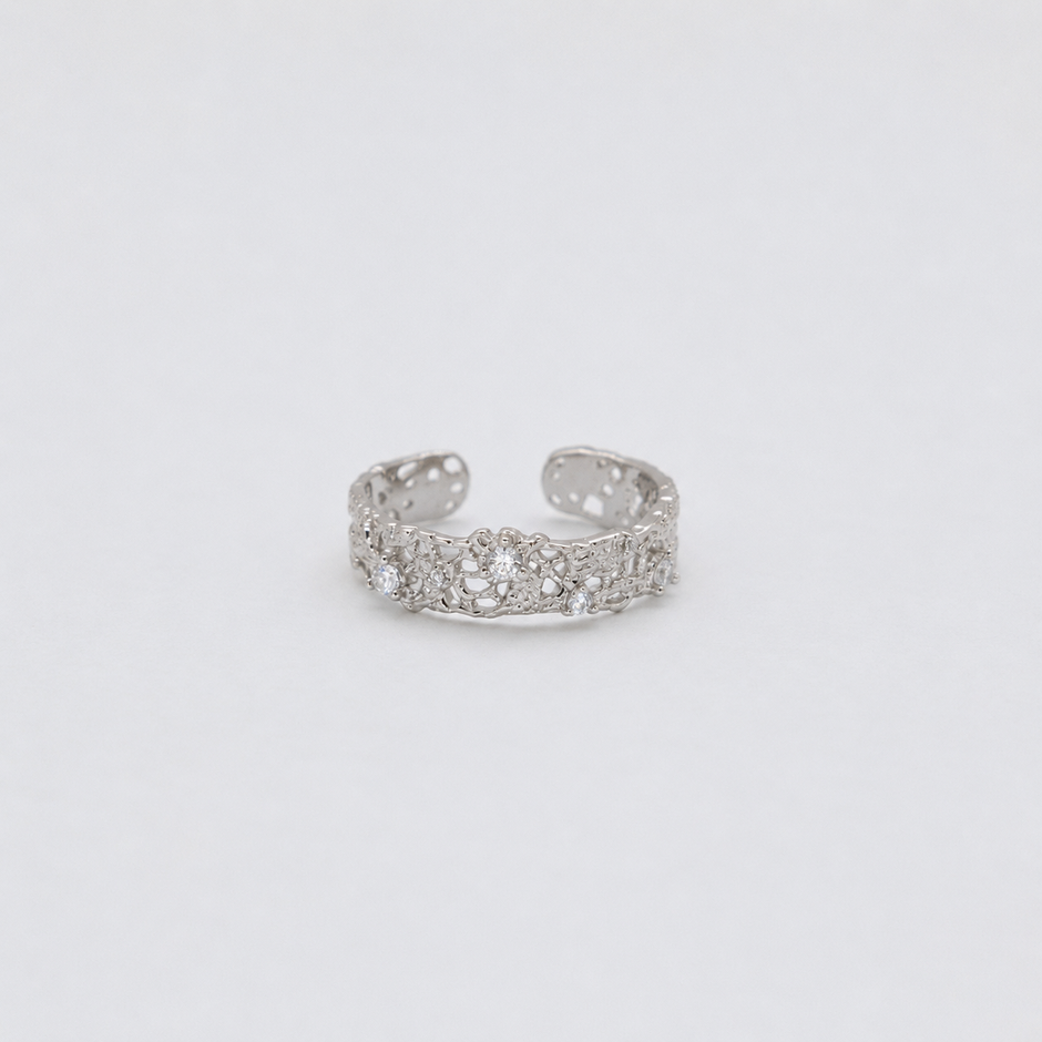 Thea Slim Filigree Open Ring in 925 Sterling Silver by MOA - view 1