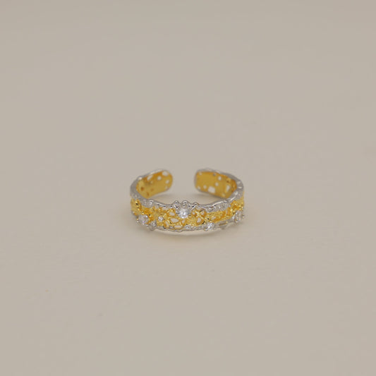 Thea Slim Filigree Open Ring in Two-Tone 24K Gold Over 925 Silver by MOA - view 1