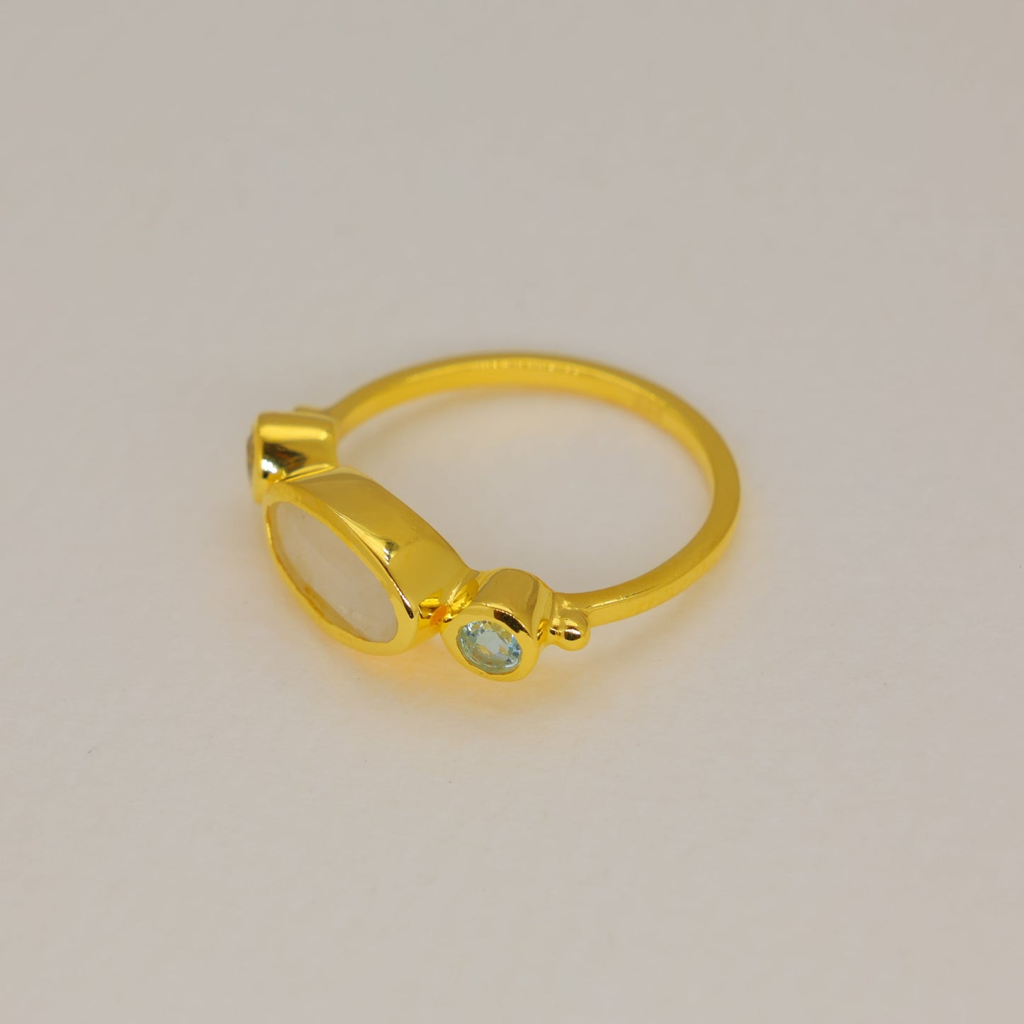 Vaelune Rainbow Moonstone Oval Ring in Gold Vermeil by MOA - view 2