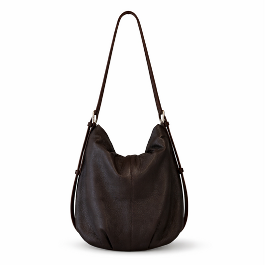 Valeriane Leather Hobo Bag in Chocolate
