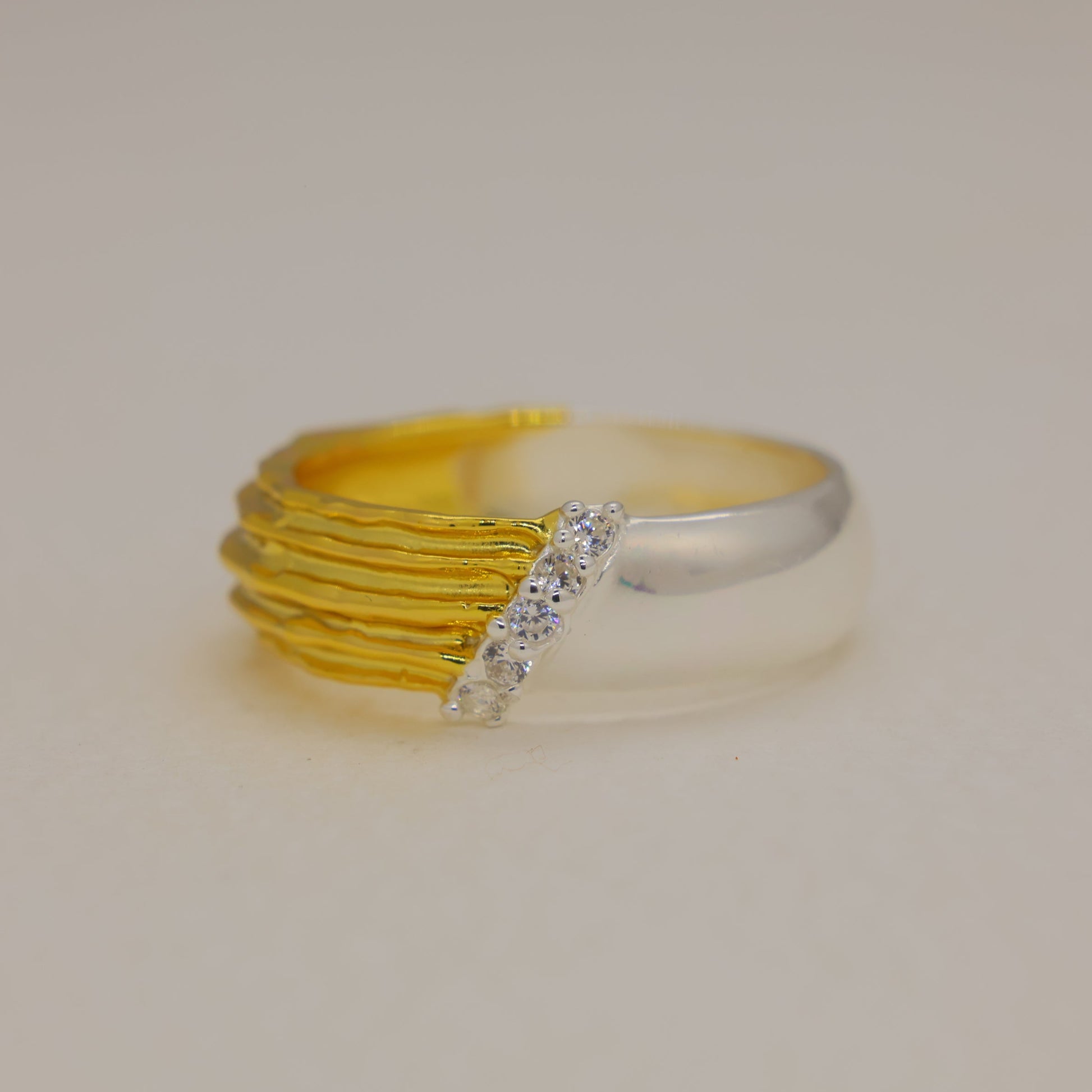 Valeriane Pave Wave Ring in 18K Gold over 925 Silver by MOA - view 1