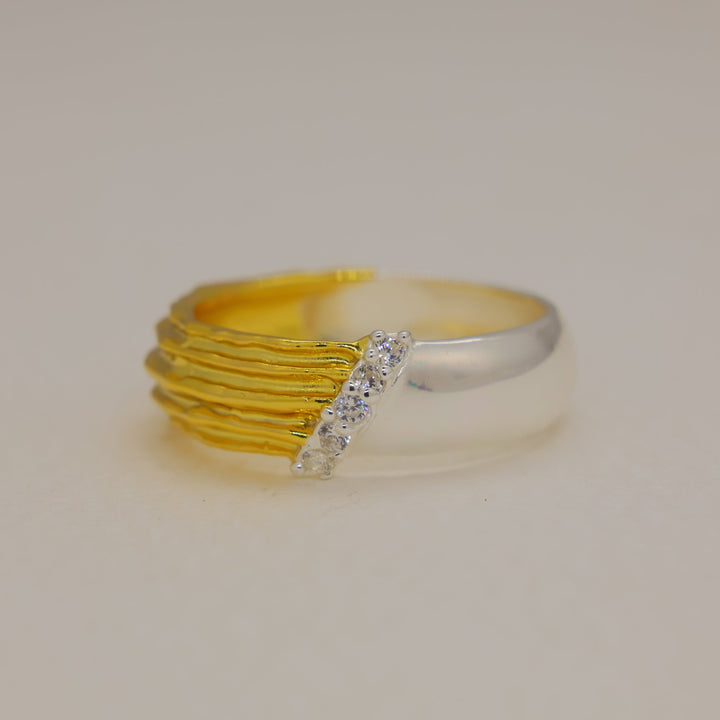 Valeriane Pave Wave Ring in 18K Gold over 925 Silver by MOA - view 1