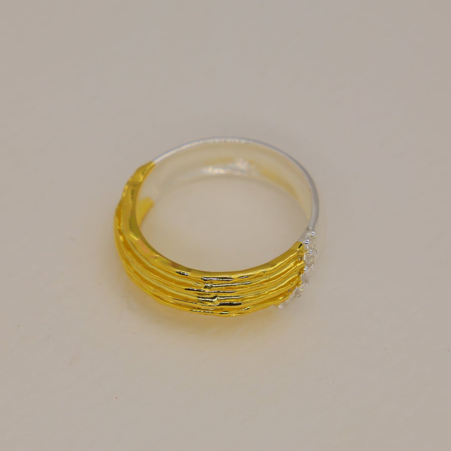 Valeriane Pave Wave Ring in 18K Gold over 925 Silver by MOA - view 2