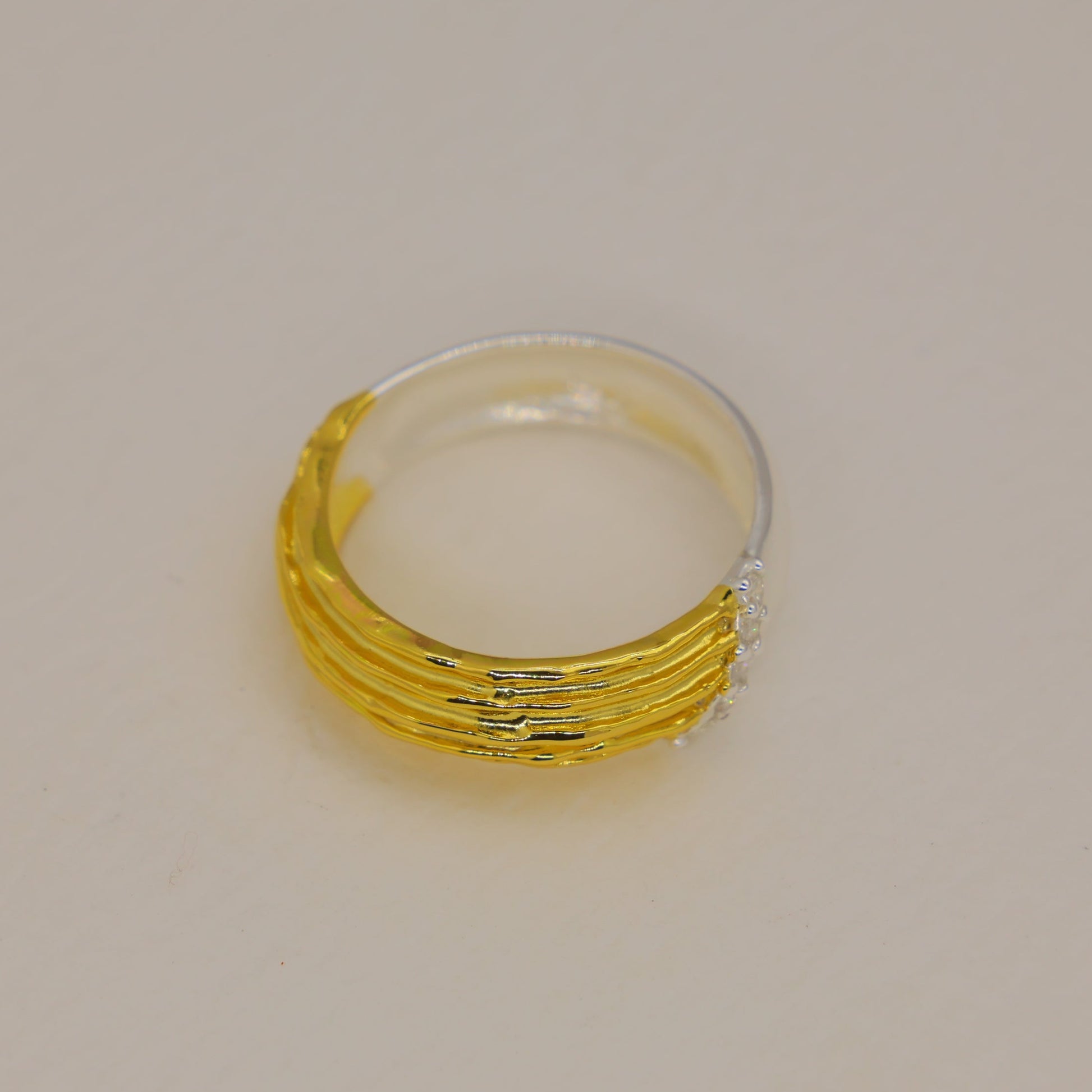 Valeriane Pave Wave Ring in 18K Gold over 925 Silver by MOA - view 2