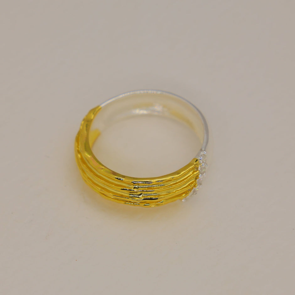 Valeriane Pave Wave Ring in 18K Gold over 925 Silver by MOA - view 2