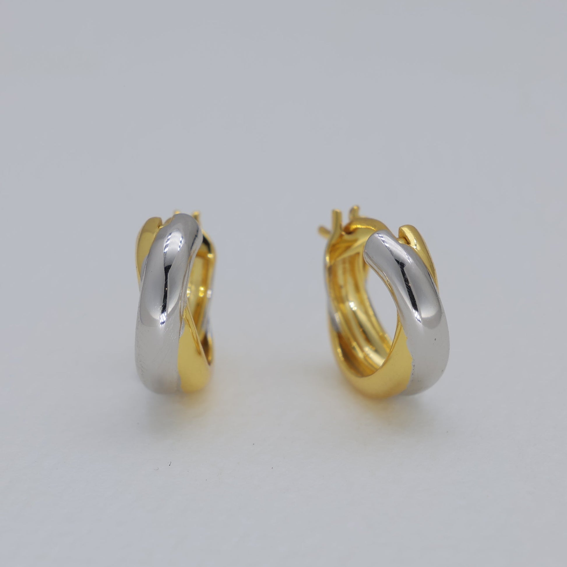 Valerie Sculpted Twist Hoop Earrings Two Tone by MOA - view 1